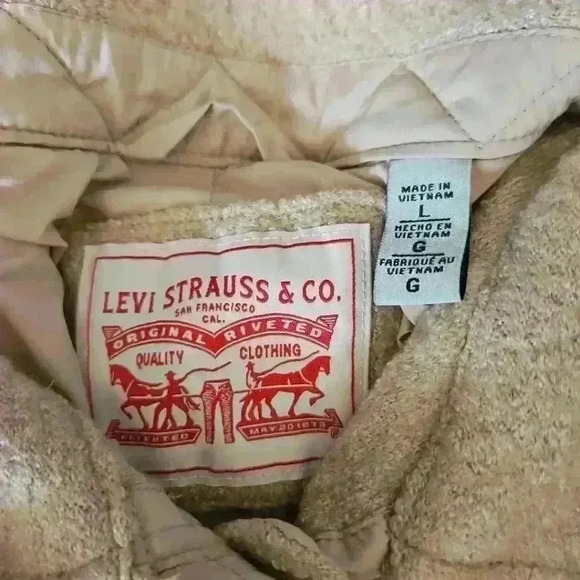 Levis Womens Cropped Wool Blend Shacket In Oat L - Picture 8 of 14
